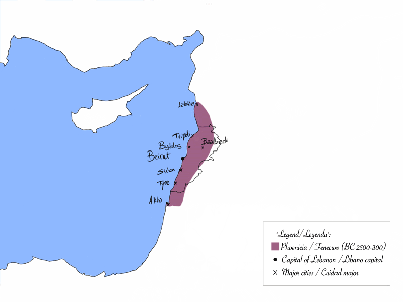 Map of Phoenician trade routes across the Mediterranean, 2500–300 BC